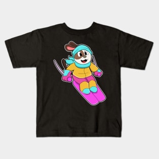 Dog as Skier with Ski & Scarf Kids T-Shirt